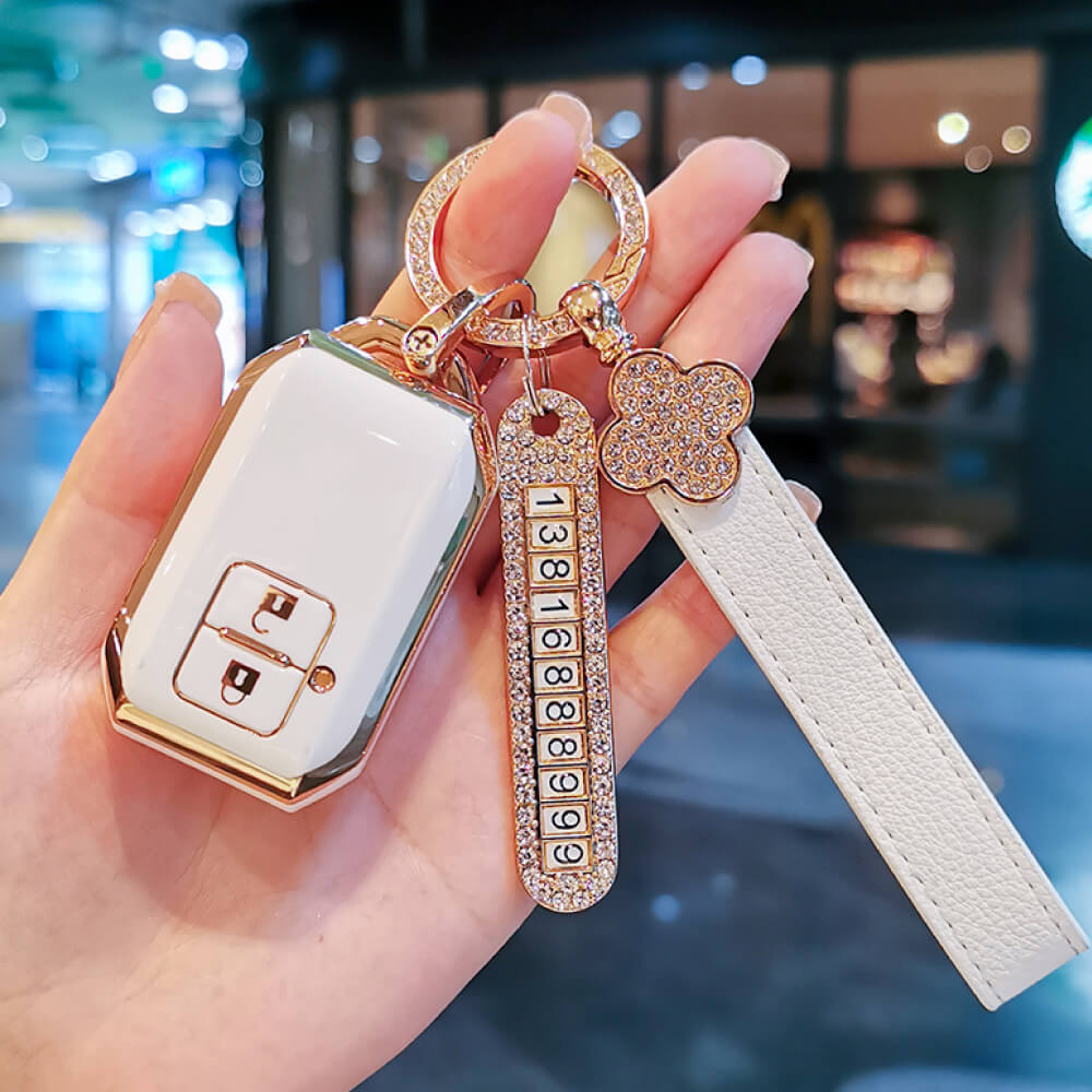 【スズキ】ナンバーカスタム可!ナンバープレート&チャームストラップ付きスマートキーケース 〔Bタイプ〕